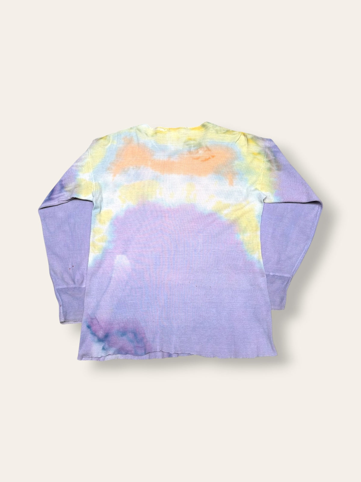 Vintage 1960s Tie Dye Long Sleeve Henley Shirt | Handmade Folk Art Top