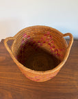 Vintage Jicarilla Apache Coil Handmade Basket With Handles | Native American Pattern Basket