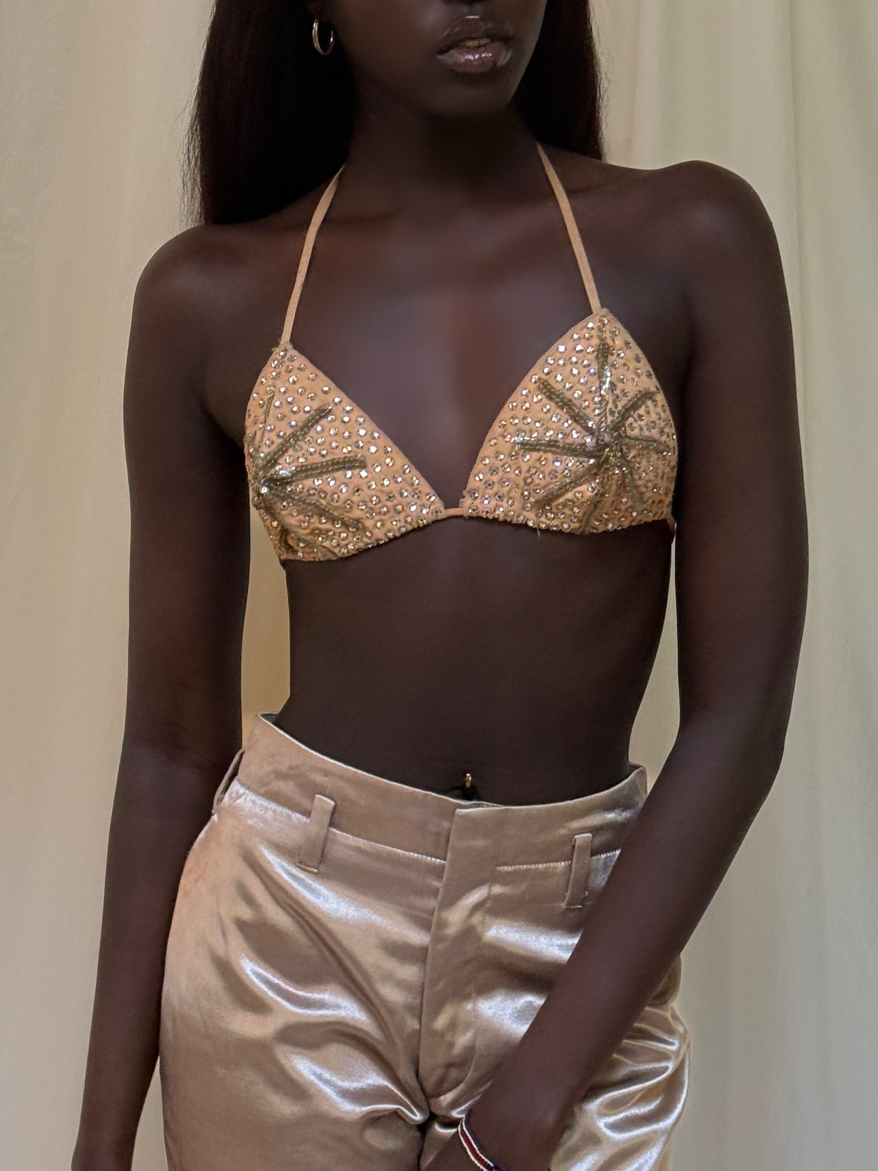 Vintage 1930’s Rhinestone Studded Sequins Showgirl Bralette