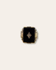 Vintage 1940’s Art Deco Onyx 10k Gold Diamond Ring Size 9