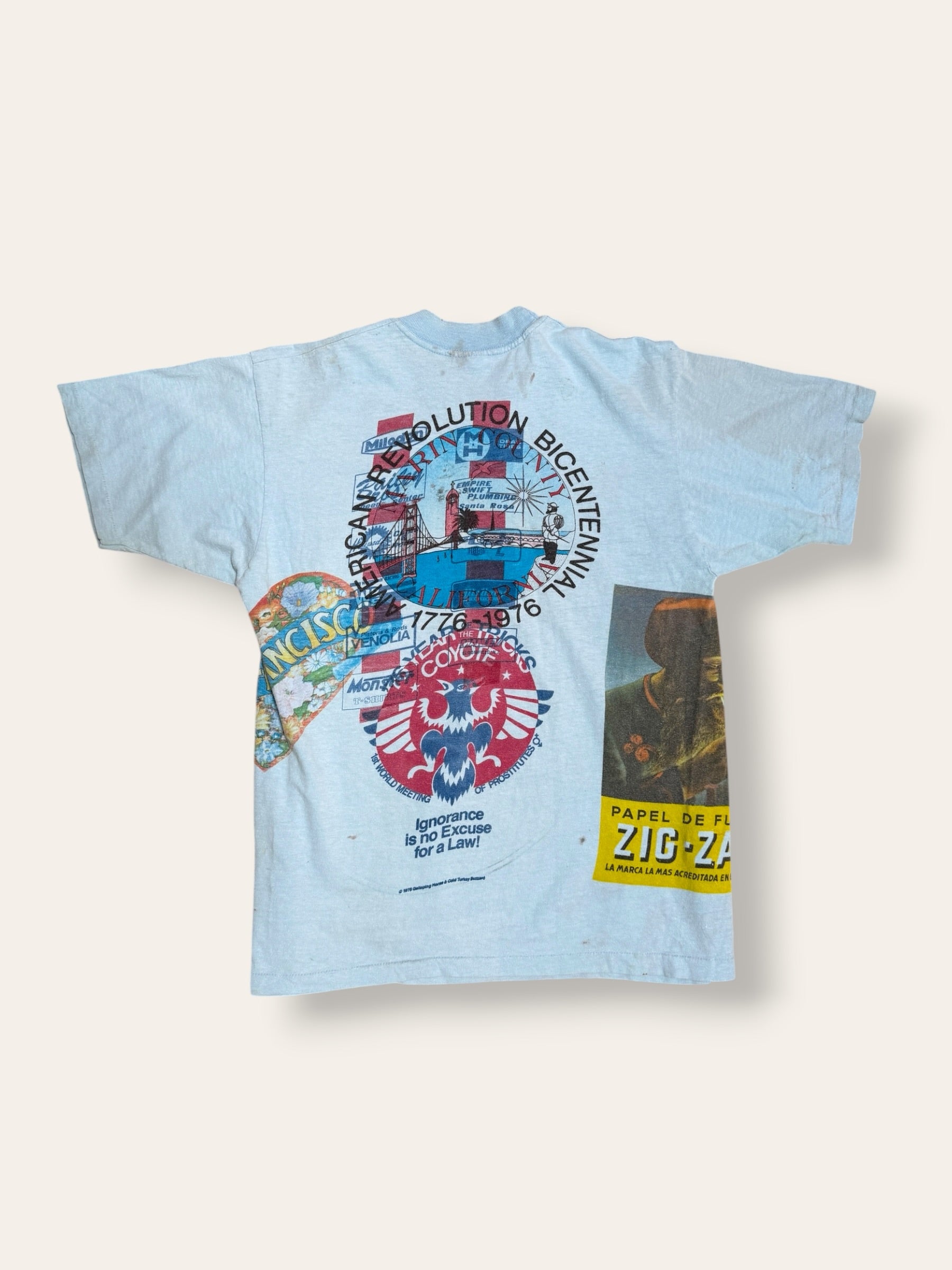 Vintage 1976 Kelley Mouse Studio Test Print T-Shirt | STUD San Francisco Bar | Grateful Dead Graphic Jester and Rose Tee | Rare 1970s Psychedelic Art T-Shirt