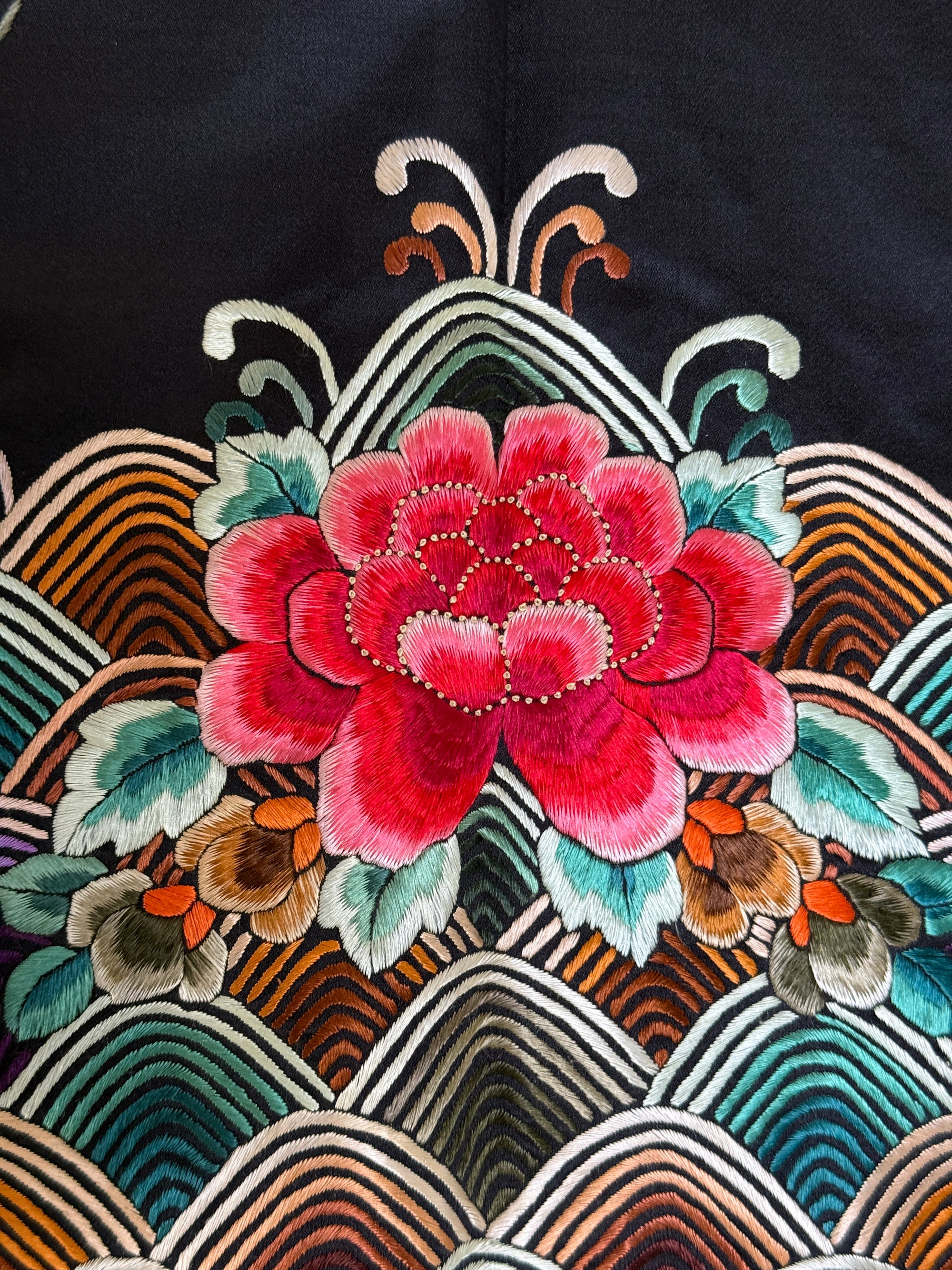 Vintage 1920’s Chinese Silk Jacket | Antique Hand Embroidery Crane Floral Motif Silk
