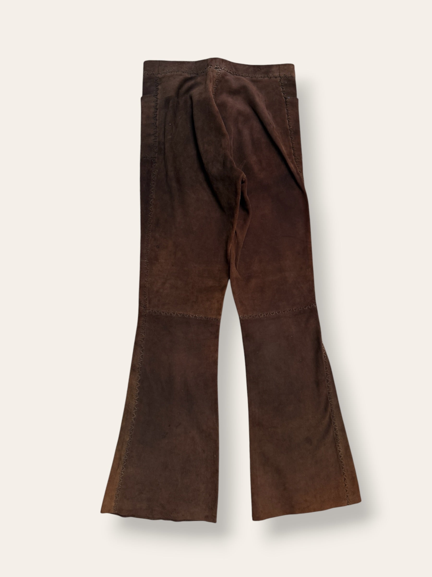 Vintage 1970’s Suede North Beach Leather Lace-Up Pants | Western Flare Trousers W:27