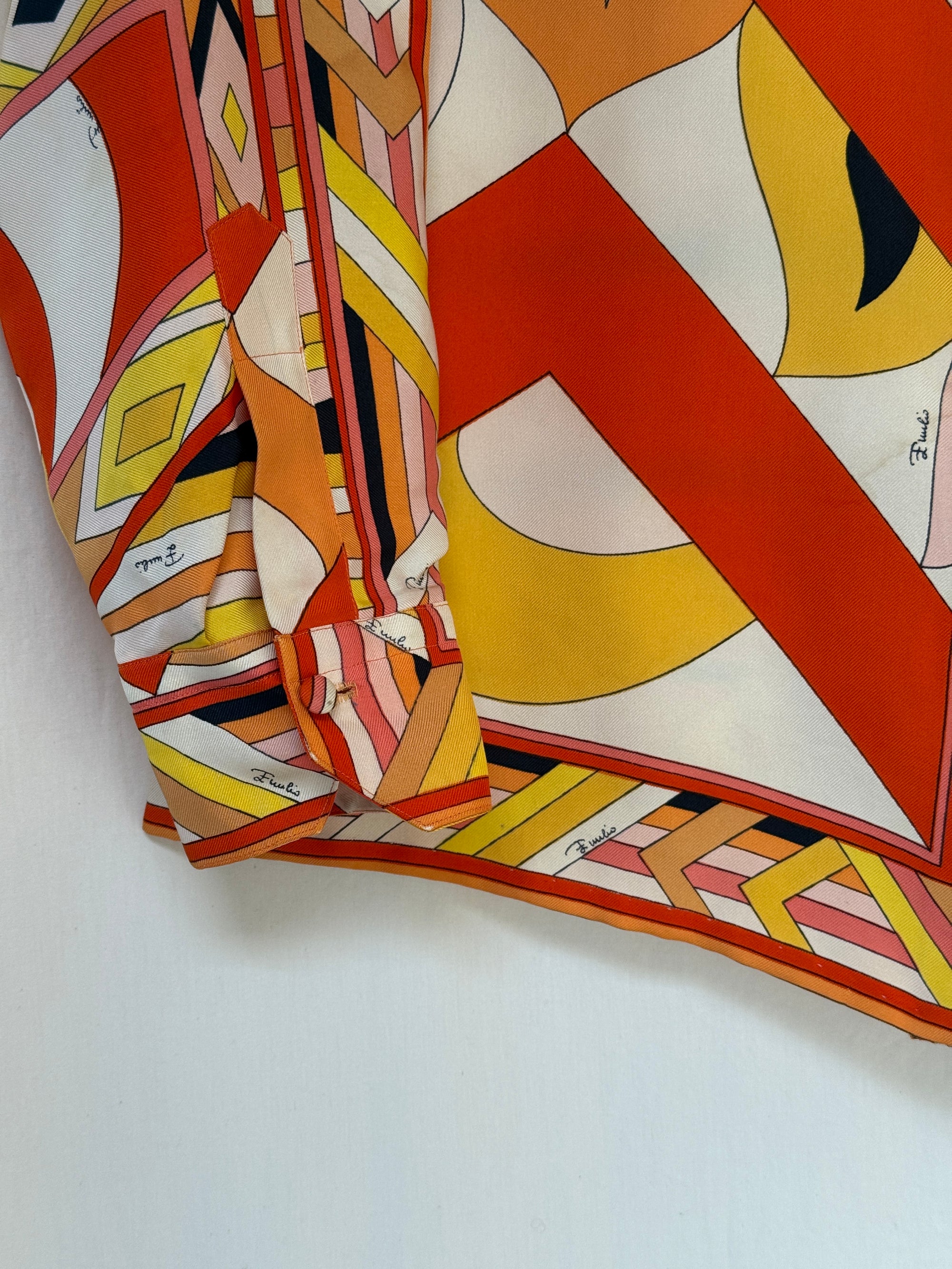 Vintage 1960’s Emilio Pucci Geometric Silk Blouse | Made in Italy Saks Fifth Avenue Silk Shirt