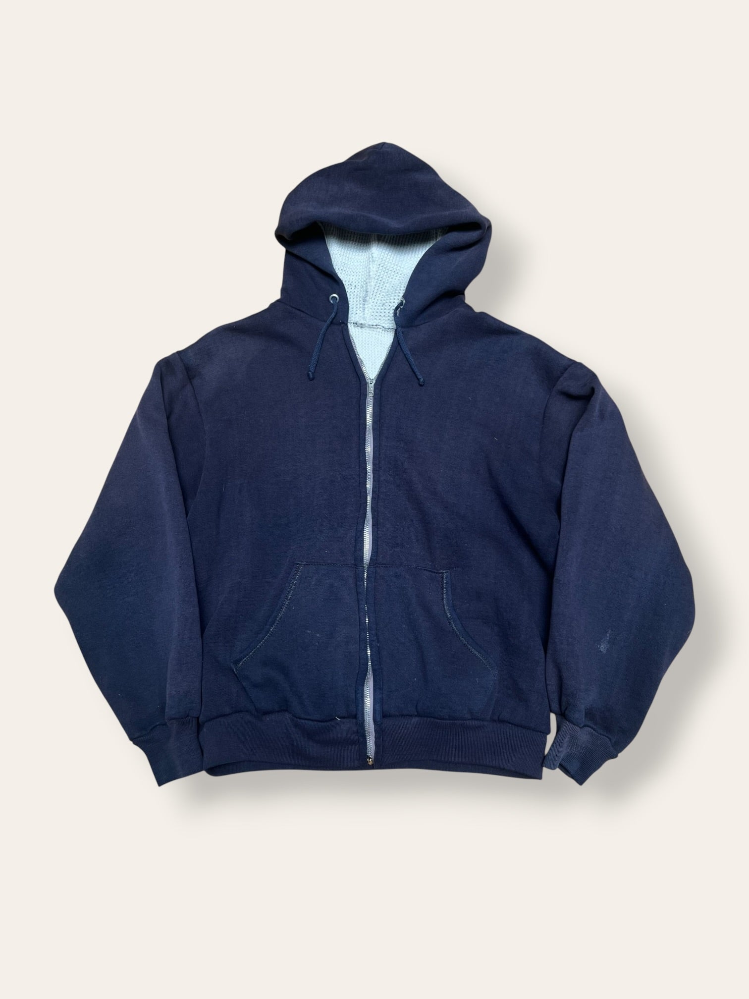 Vintage 1960's Double Face Hooded Sweatshirt | Waffle Lined Zip-Up