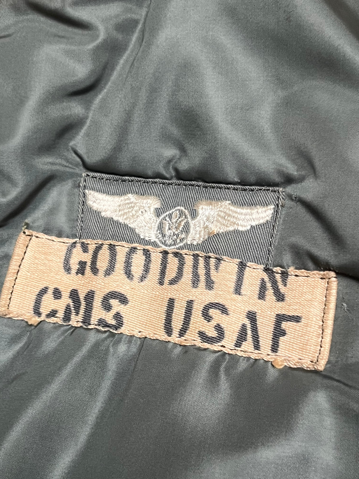 Vintage 1960s USAF MA-1 Bomber Jacket | Skyline Clothing Corp| 1962 Named "Goodwin" w/Patches Sz M | Korean War