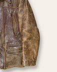 Vintage 1940-50s Windward Horsehide Leather Jacket | Montgomery Ward Brown Belted Back Jacket