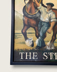 Vintage English MCM Pub Sign "The Steamer" | Mid Century Horse & Cart Tavern Wall Art | Framed British Bar Hand Painted Art