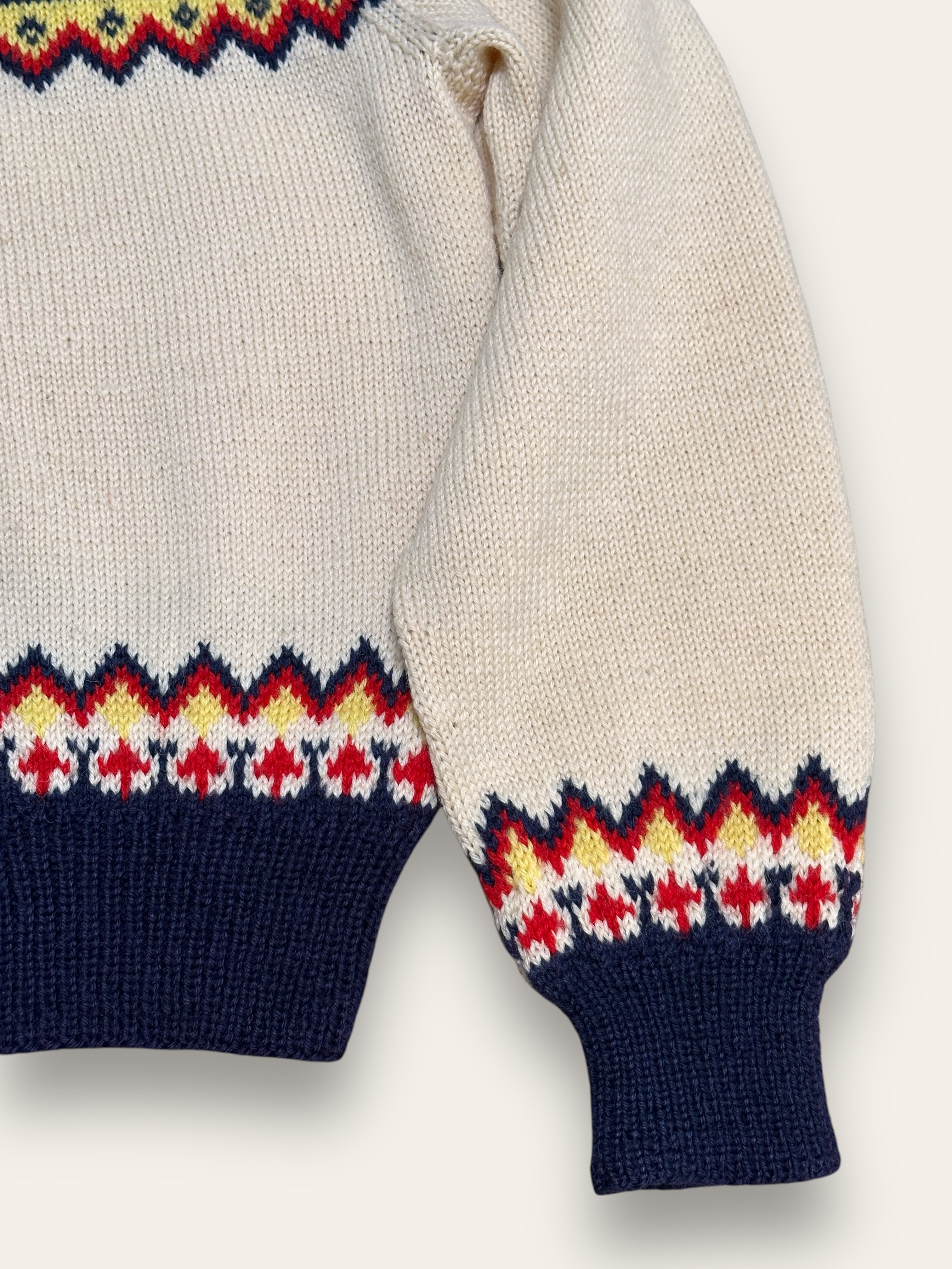 Vintage 1950's Norway Fair Isle Navy Wool Cardigan Sweater