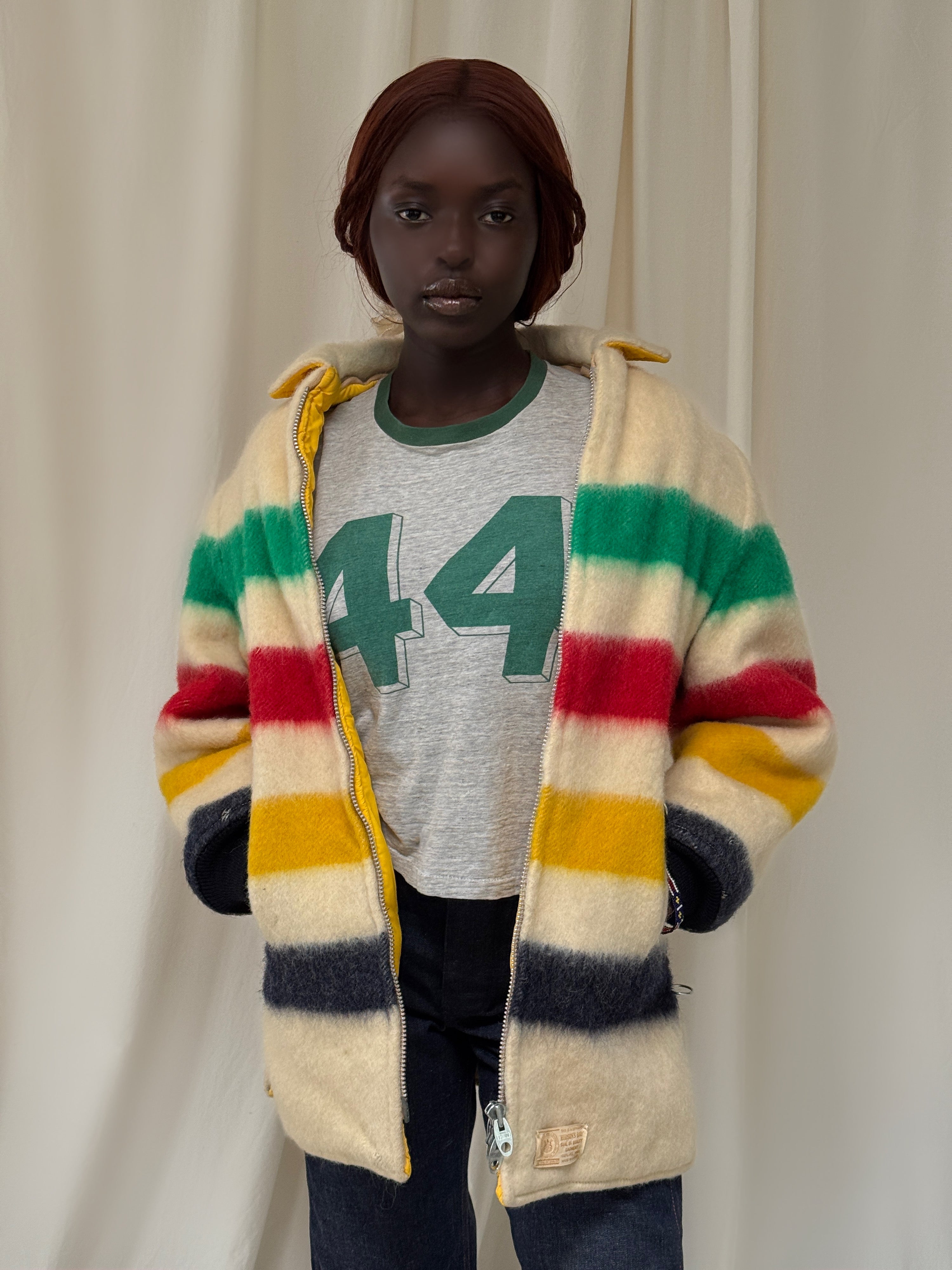 Vintage 1960's Hudson Bay Wool Blanket Reversible Jacket
