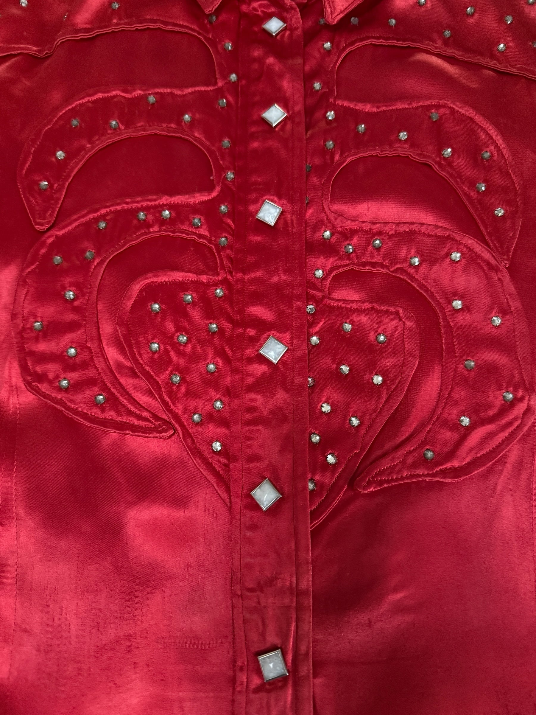 Vintage 1950’s Rhinestone Studded Satin Rodeo Western Shirt