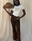 Vintage 1970’s Suede North Beach Leather Lace-Up Pants | Western Flare Trousers W:27