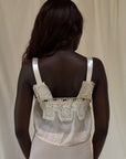 Vintage 1900s Silk & Lace Camisole Top | Edwardian Ivory Lace Bustier Crop | Antique Lingerie Blouse