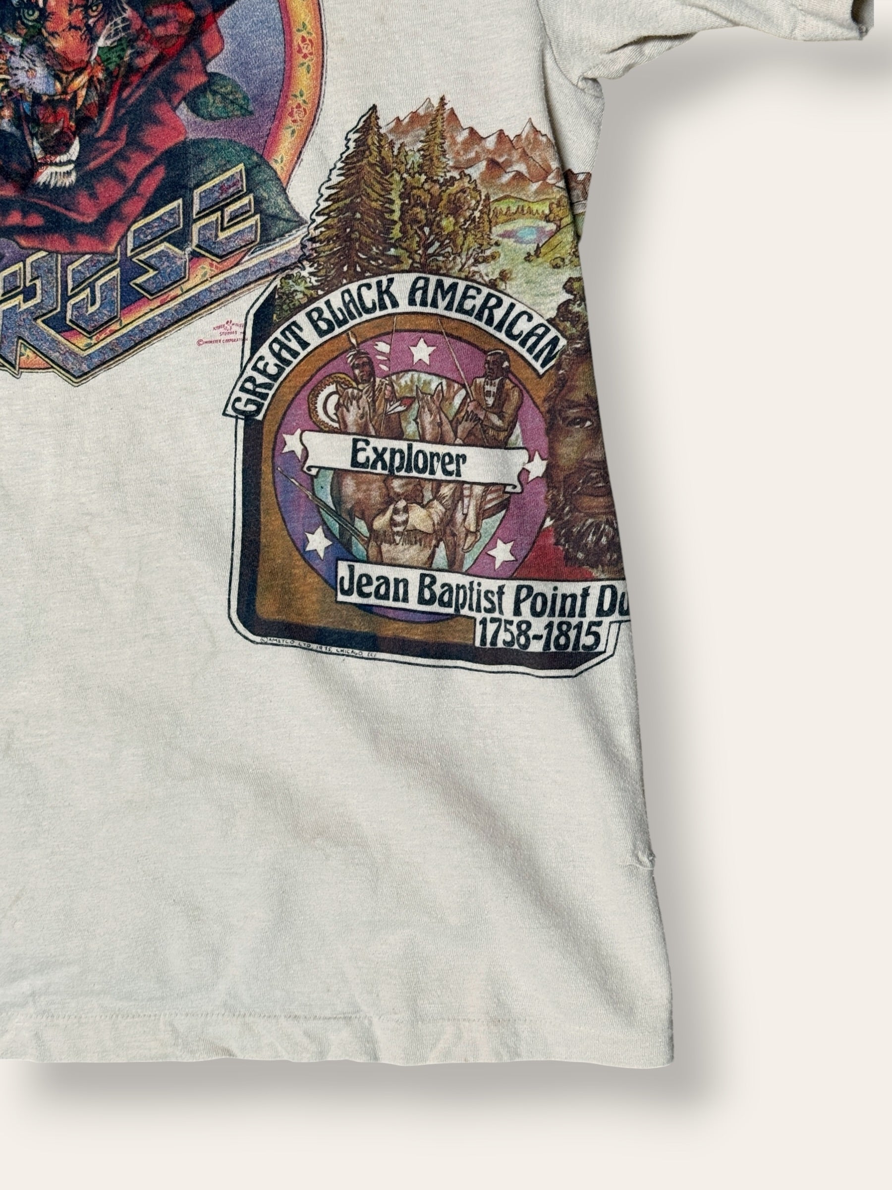 Vintage 1975 Kelley Mouse Studio Test Print T-Shirt | San Francisco, Tiger Rose Graphic Tee | Rare 1970s Psychedelic Art T-Shirt