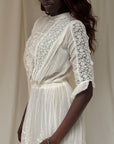 Antique 1900s Edwardian White Lace & Embroidered Cotton Lawn Dress  | Handcrafted Heirloom Bridal Gown