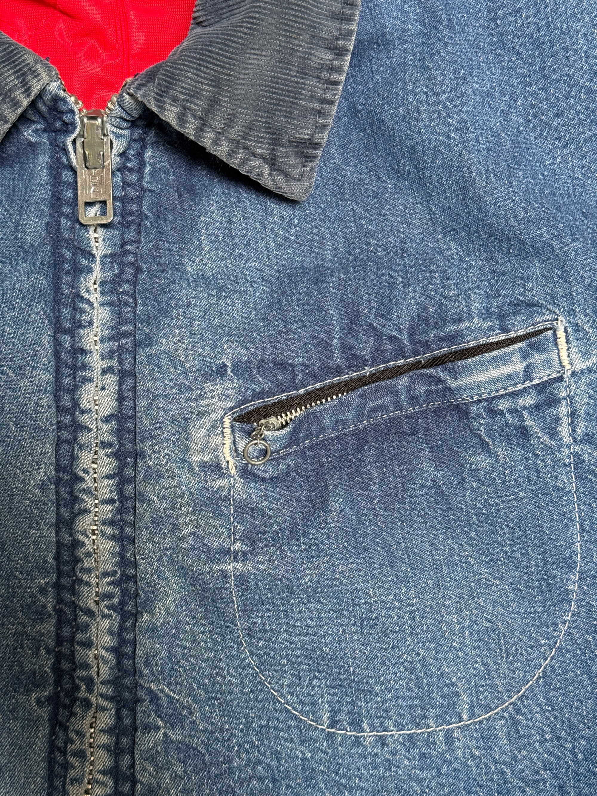 Vintage 1960s Key Imperial Denim Work Jacket | Belted Back Faded Denim