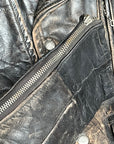 Vintage 1950s Modified Guide Master Leather Motorcycle Jacket | Distressed Black Biker Jacket