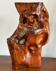Vintage Mid Century Modern Organic Wood Sculpture | Hand Carved Burl Wood Abstract Biomorphic Art | MCM Naturalist Decor