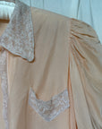 Vintage 1930s Silk & Lace Puff Sleeve Bed Jacket | Romantic Silk Lingerie Top