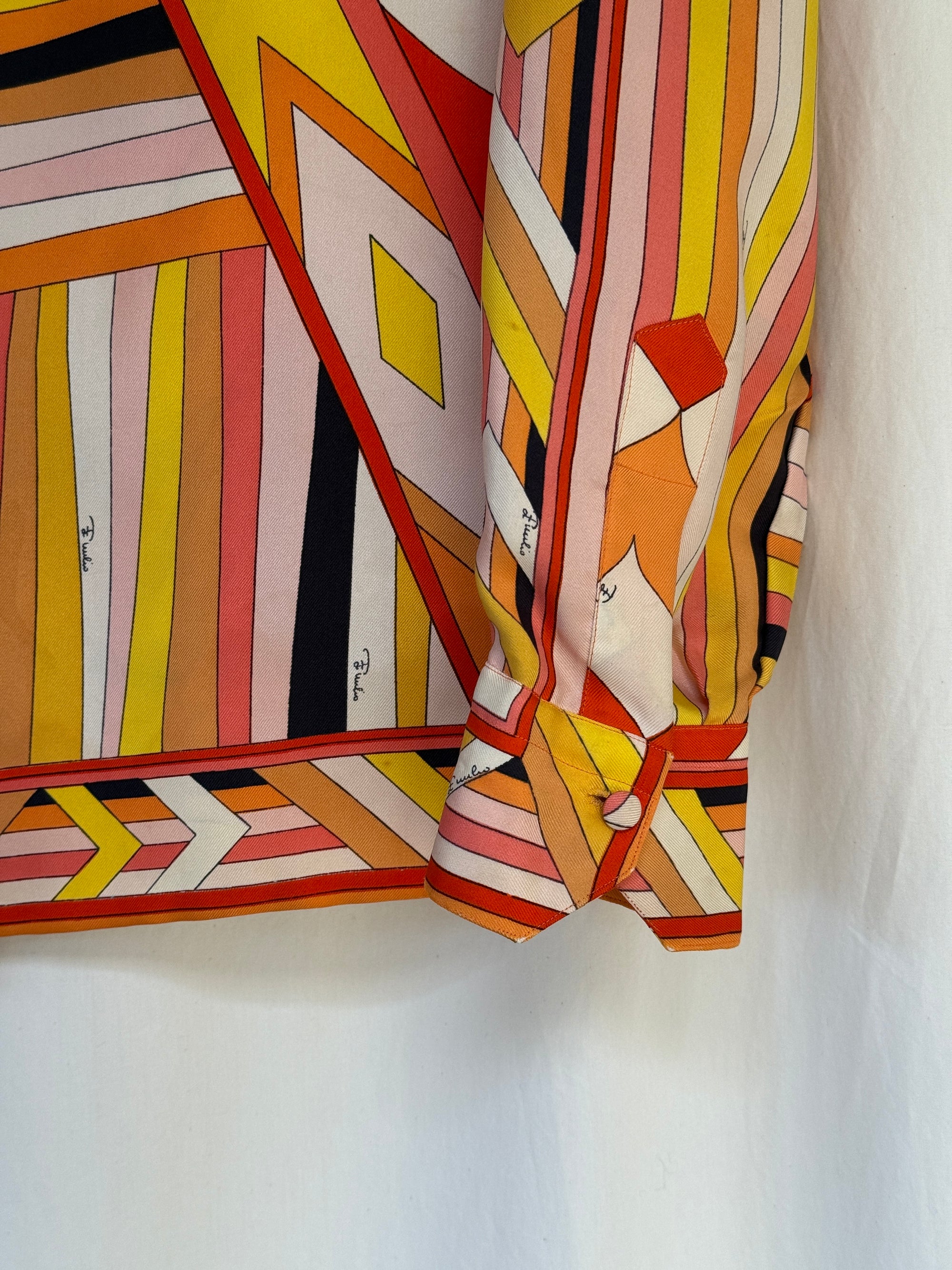 Vintage 1960’s Emilio Pucci Geometric Silk Blouse | Made in Italy Saks Fifth Avenue Silk Shirt
