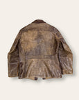 Vintage 1940-50s Windward Horsehide Leather Jacket | Montgomery Ward Brown Belted Back Jacket