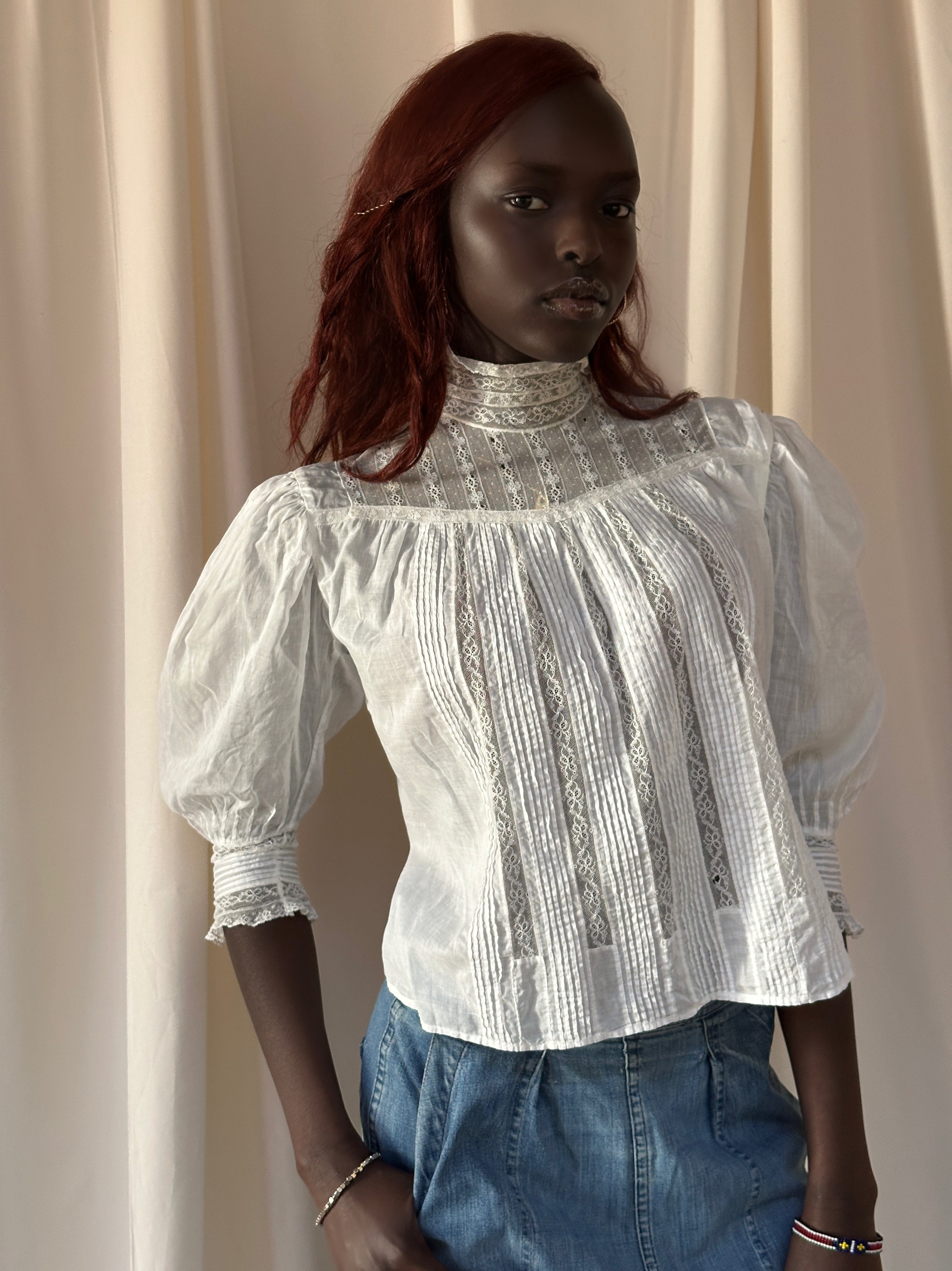 Vintage Edwardian Pleated Cotton Lace Blouse – Afterlife Boutique