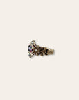 Antique Victorian 9ct Gold Ring | Garnet & Seed Pearl Accent Ring Size 6