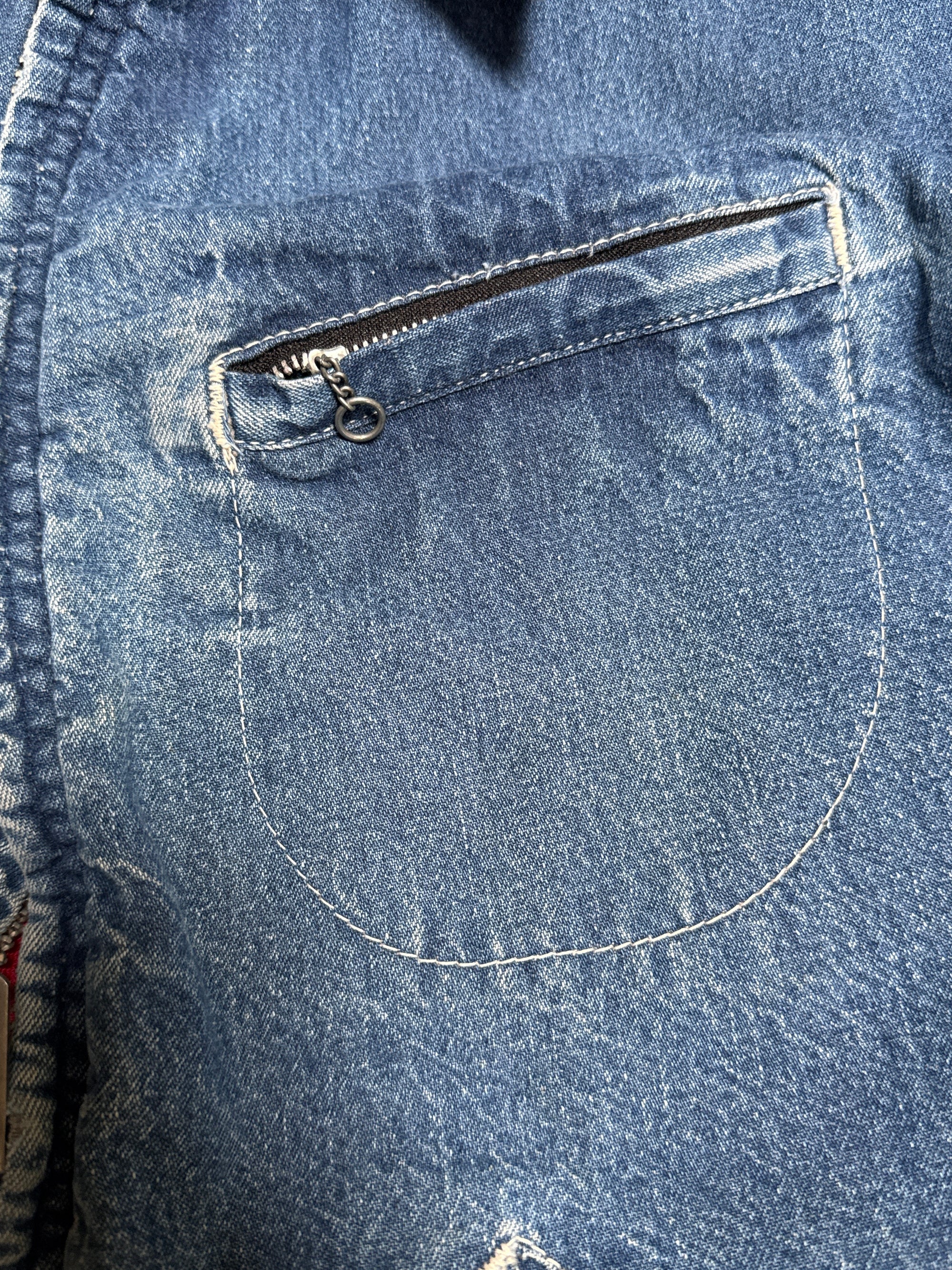 Vintage 1960s Key Imperial Denim Work Jacket | Belted Back Faded Denim