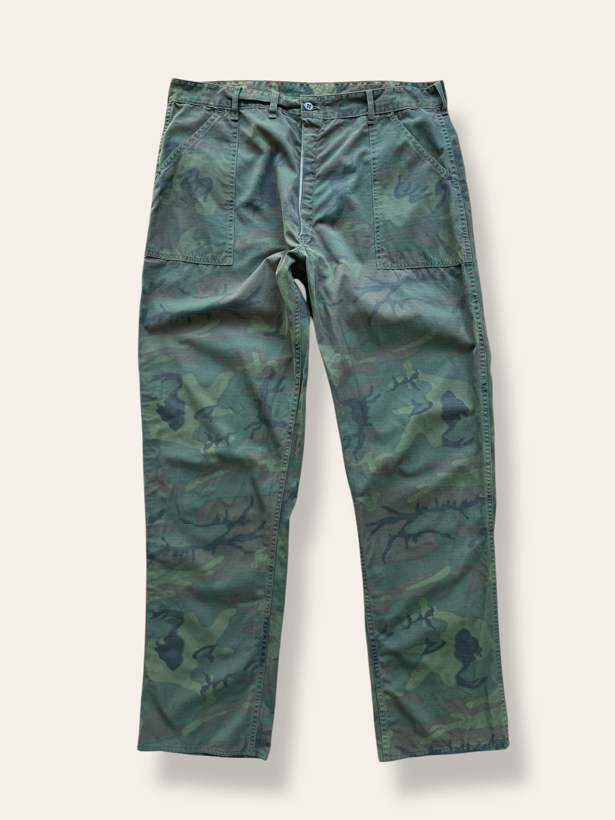 Vintage 1970’s Civilian ERDL Camo Poplin Ripstop Baker Pants W:36