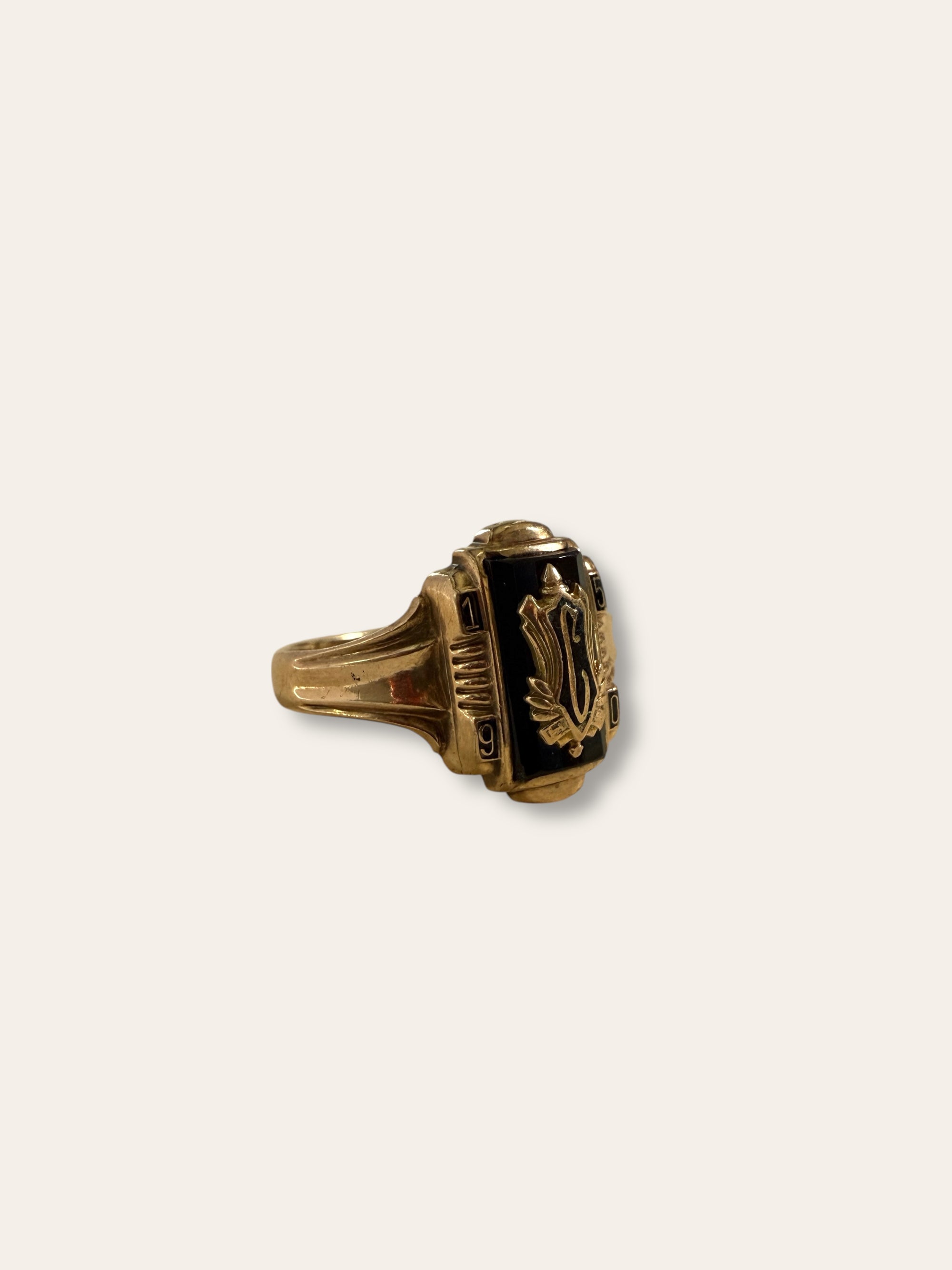 Vintage 1950 Josten 10k Gold Onyx Class Ring Size 6.5