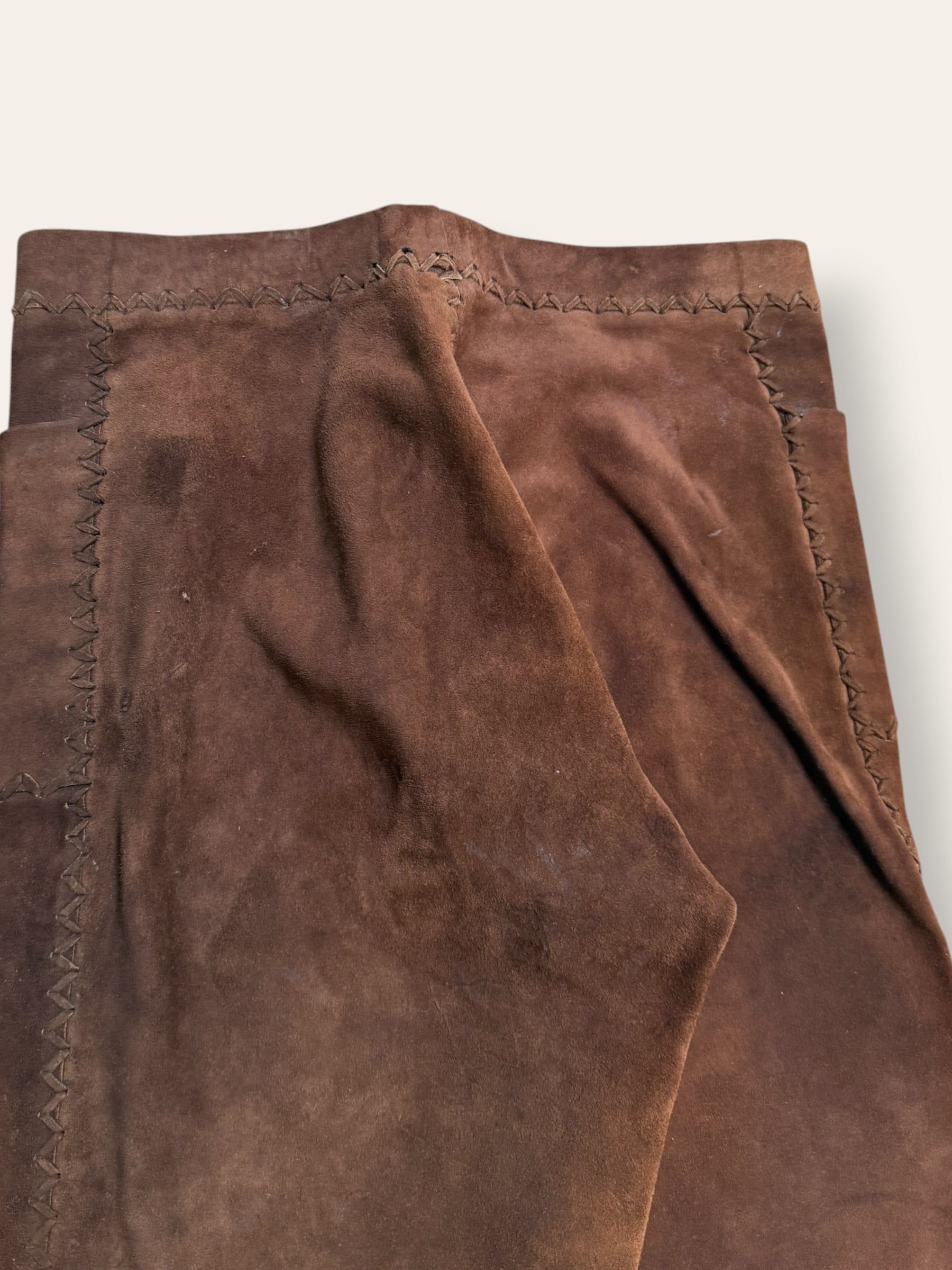 Vintage 1970’s Suede North Beach Leather Lace-Up Pants | Western Flare Trousers W:27