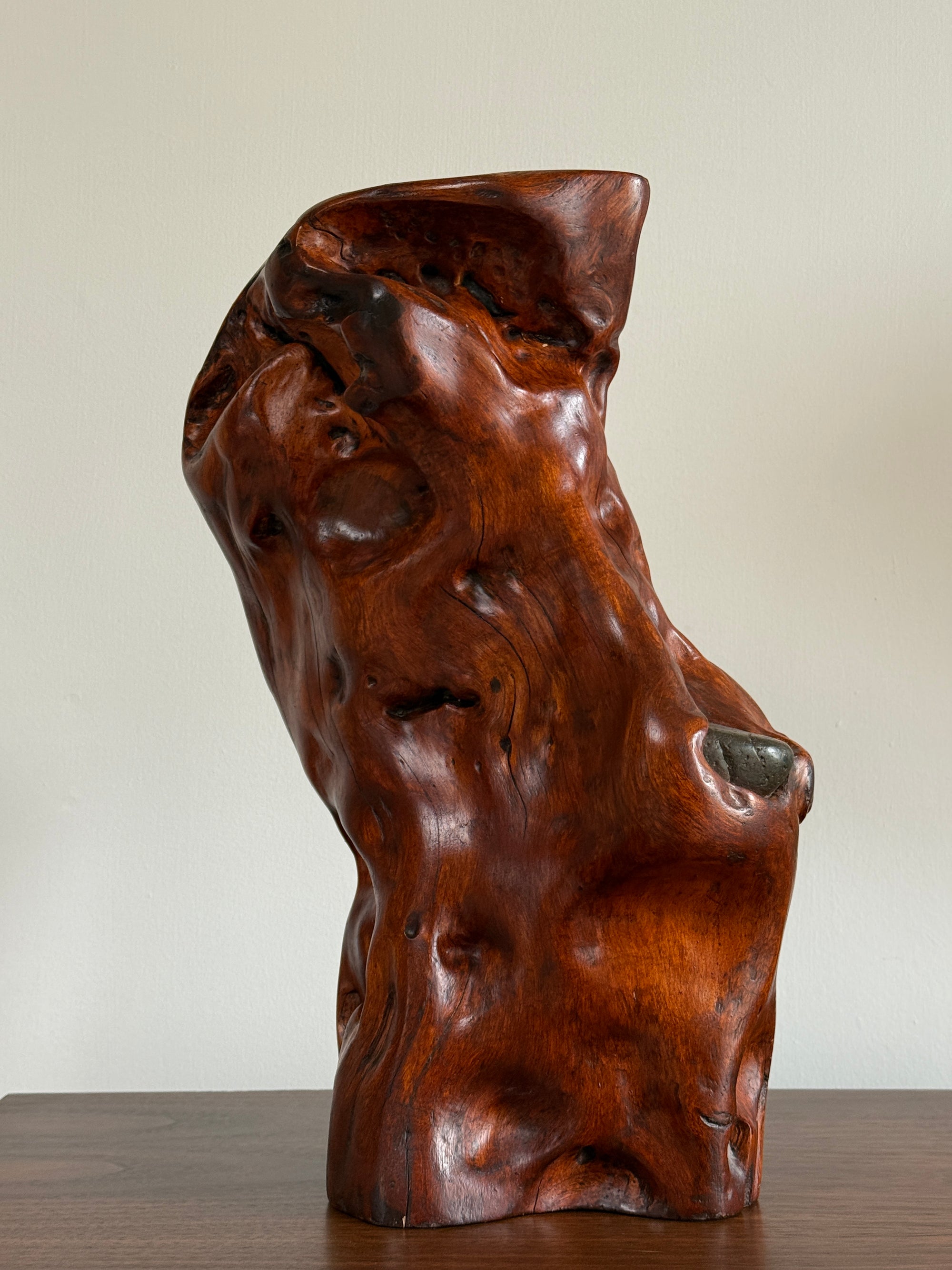 Vintage Mid Century Modern Organic Wood Sculpture | Hand Carved Burl Wood Abstract Biomorphic Art | MCM Naturalist Decor