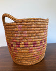 Vintage Jicarilla Apache Coil Handmade Basket With Handles | Native American Pattern Basket