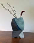 Vintage Studio Pottery Ikebana Vase | Modernist Sculptural Ceramic Vessel | Abstract Ikebana Flower Arrangement Art