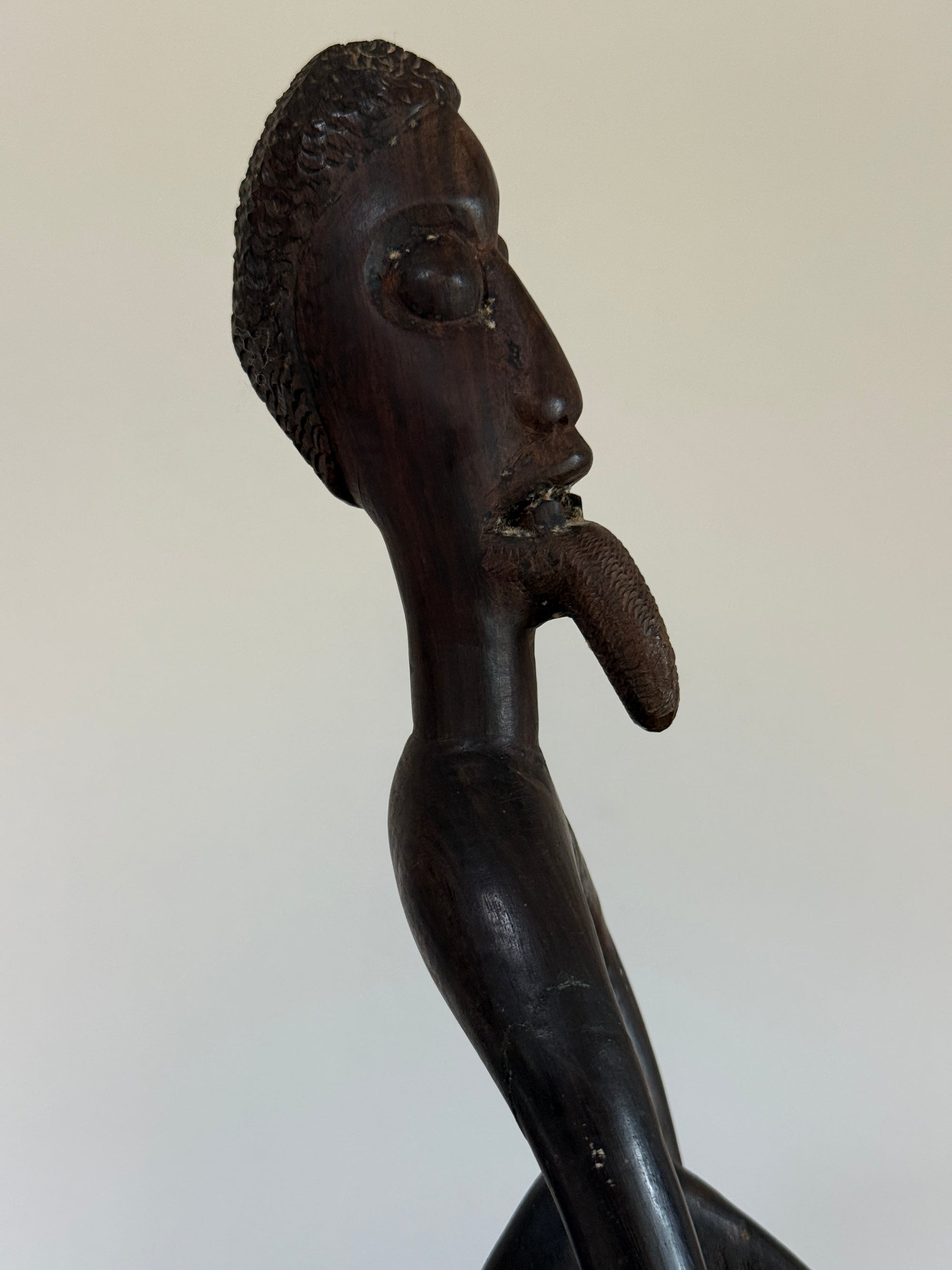 Vintage 1960s Mid-Century Modern Makonde Shetani Spirit Sculpture | Hand-Carved African Blackwood (Mpingo Ebony)