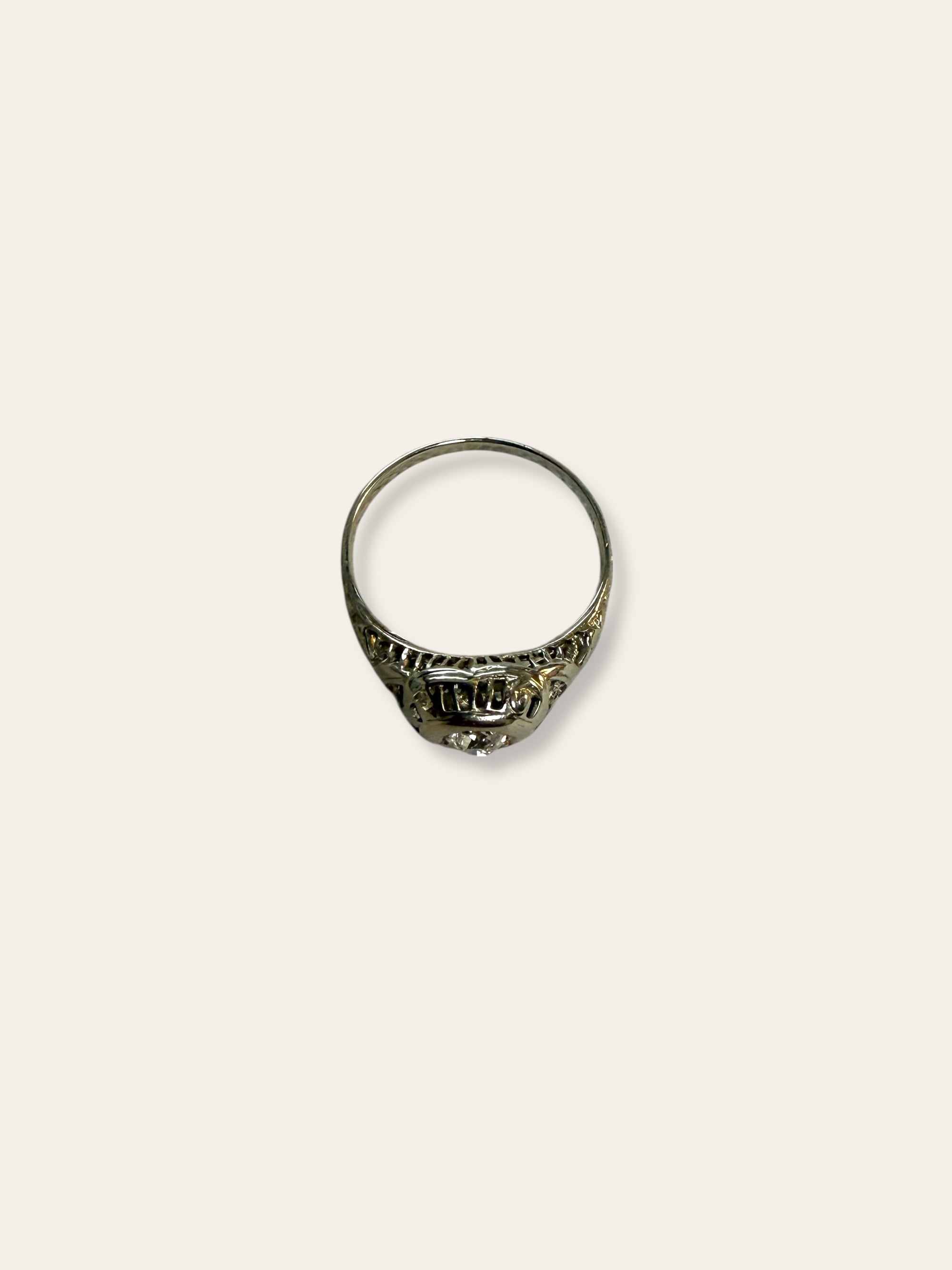 Vintage 1920’s 14k White Gold European Cut Diamond Ring Size 5.5
