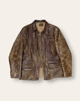 Vintage 1940-50s Windward Horsehide Leather Jacket | Montgomery Ward Brown Belted Back Jacket