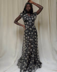Vintage 1930’s Black & Creme Organza Eyelet Dress