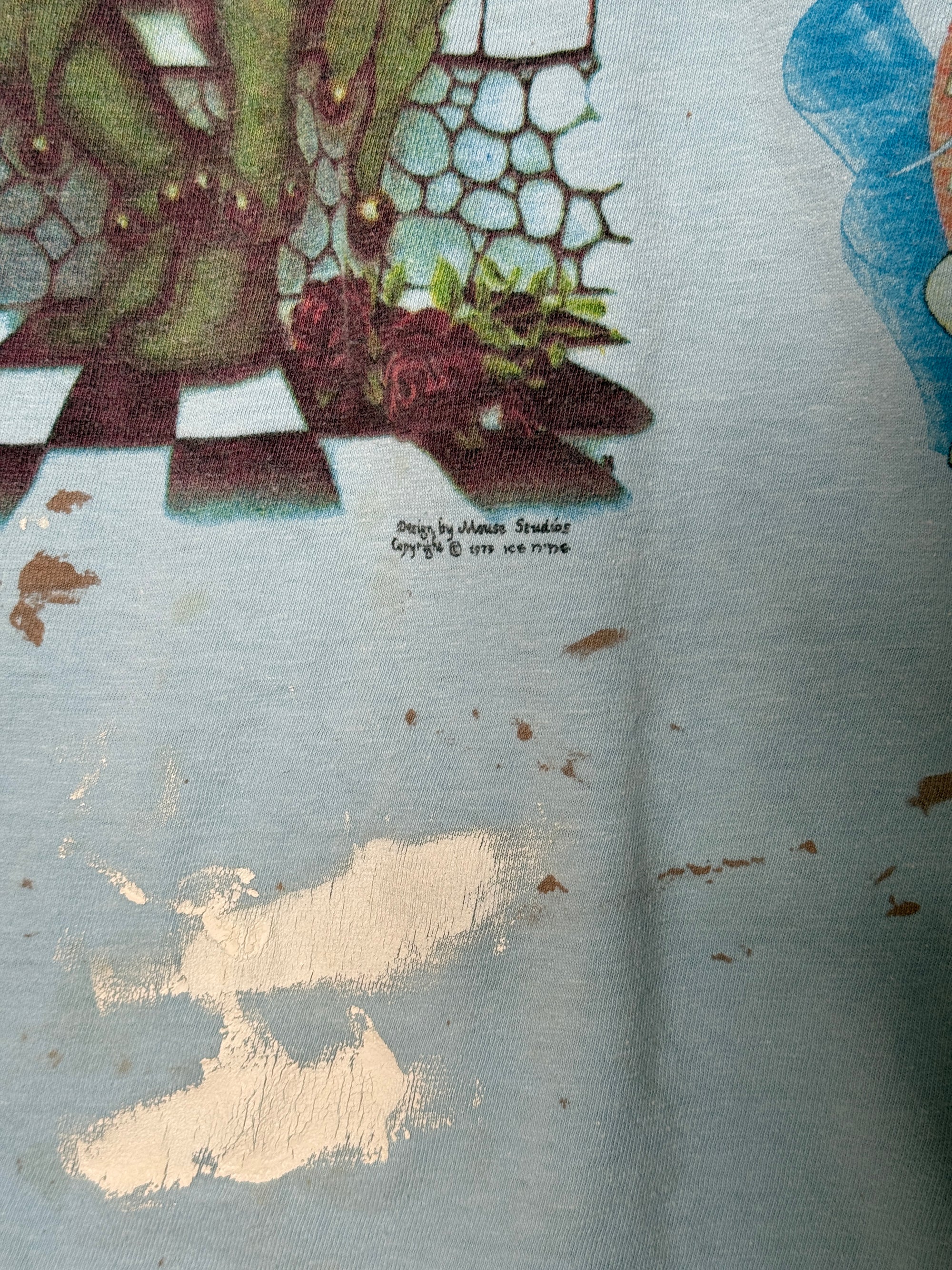 Vintage 1976 Kelley Mouse Studio Test Print T-Shirt | STUD San Francisco Bar | Grateful Dead Graphic Jester and Rose Tee | Rare 1970s Psychedelic Art T-Shirt