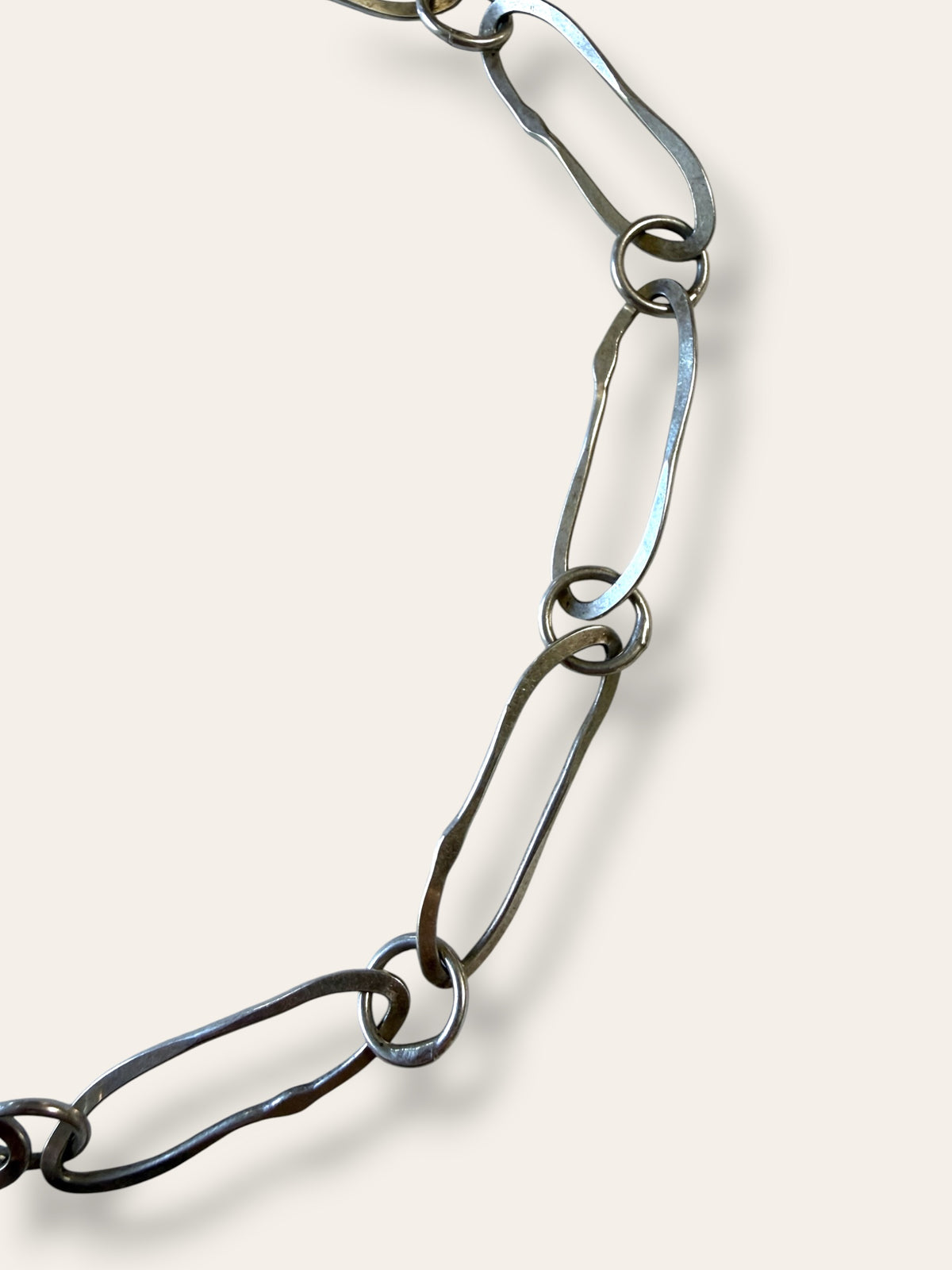 Vintage Sterling Silver Handmade Paperclip Link Necklace | 14.5" Chunky Chain