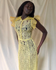 Vintage 1930’s Thrashed Lace Yellow Dress