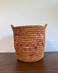 Vintage Jicarilla Apache Coil Handmade Basket With Handles | Native American Pattern Basket