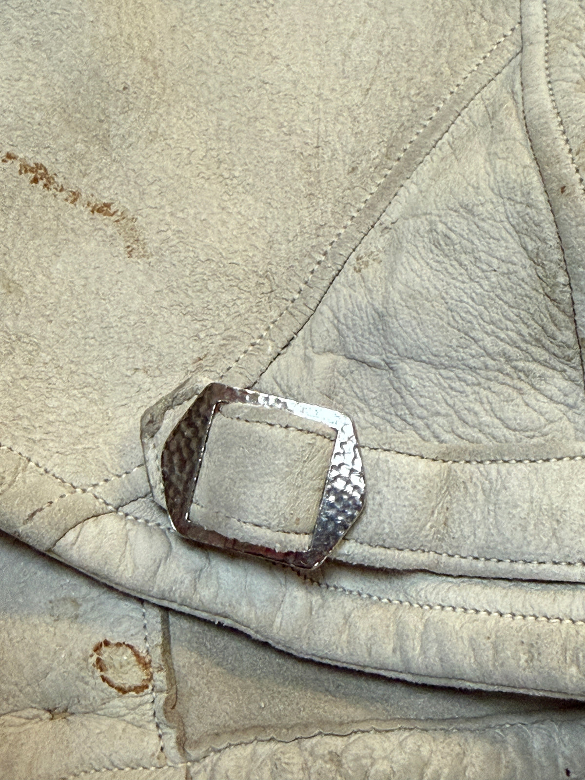 Vintage 1930s Buckskin Leather Cossack A-1 Jacket | Vintage Deerskin Sport Coat with Side Buckles