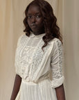 Antique 1900s Edwardian White Lace & Embroidered Cotton Lawn Dress  | Handcrafted Heirloom Bridal Gown