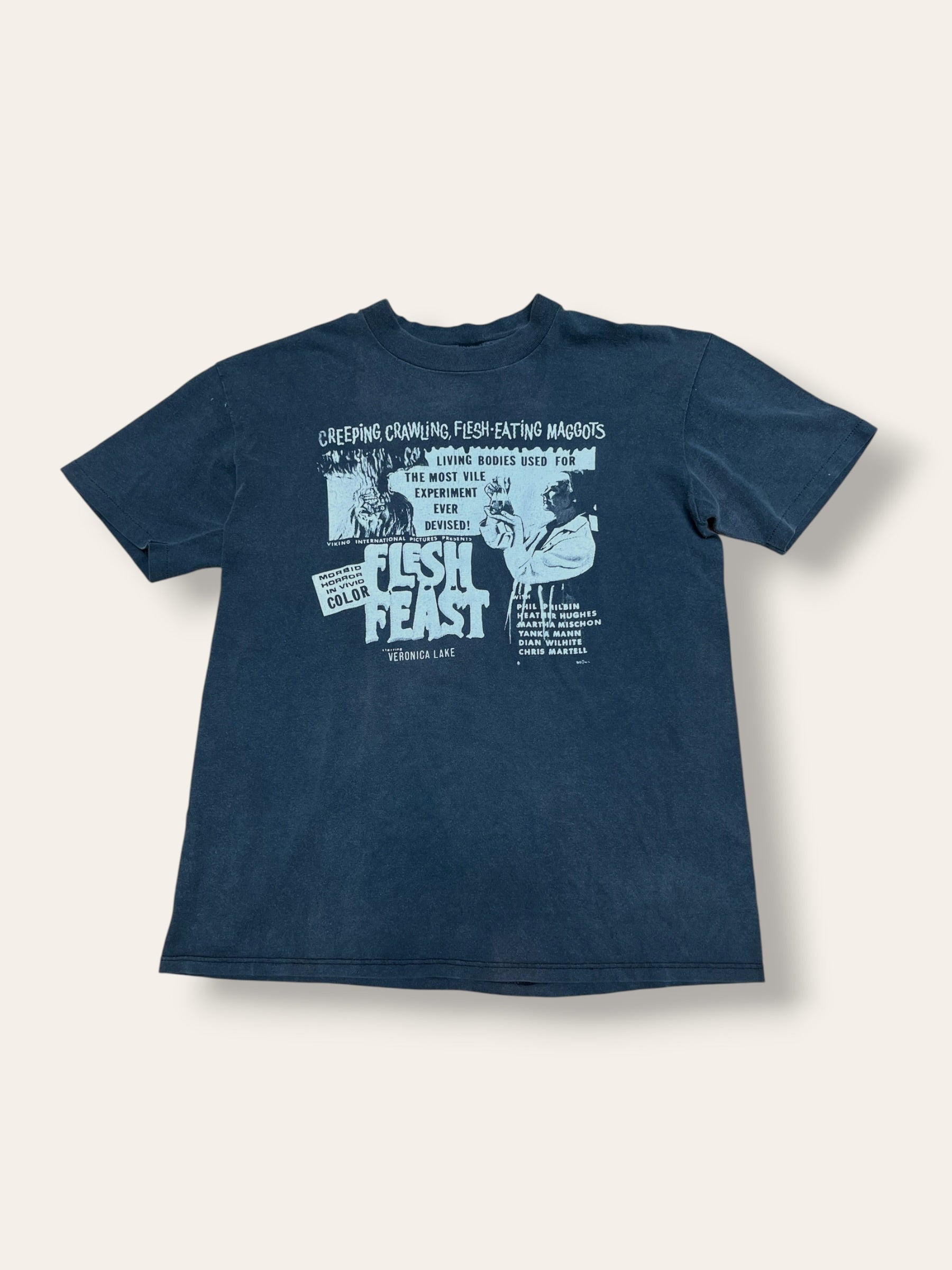 Vintage 1980s Flesh Feast Horror  Movie T-Shirt | Grindhouse Movie Promo Tee