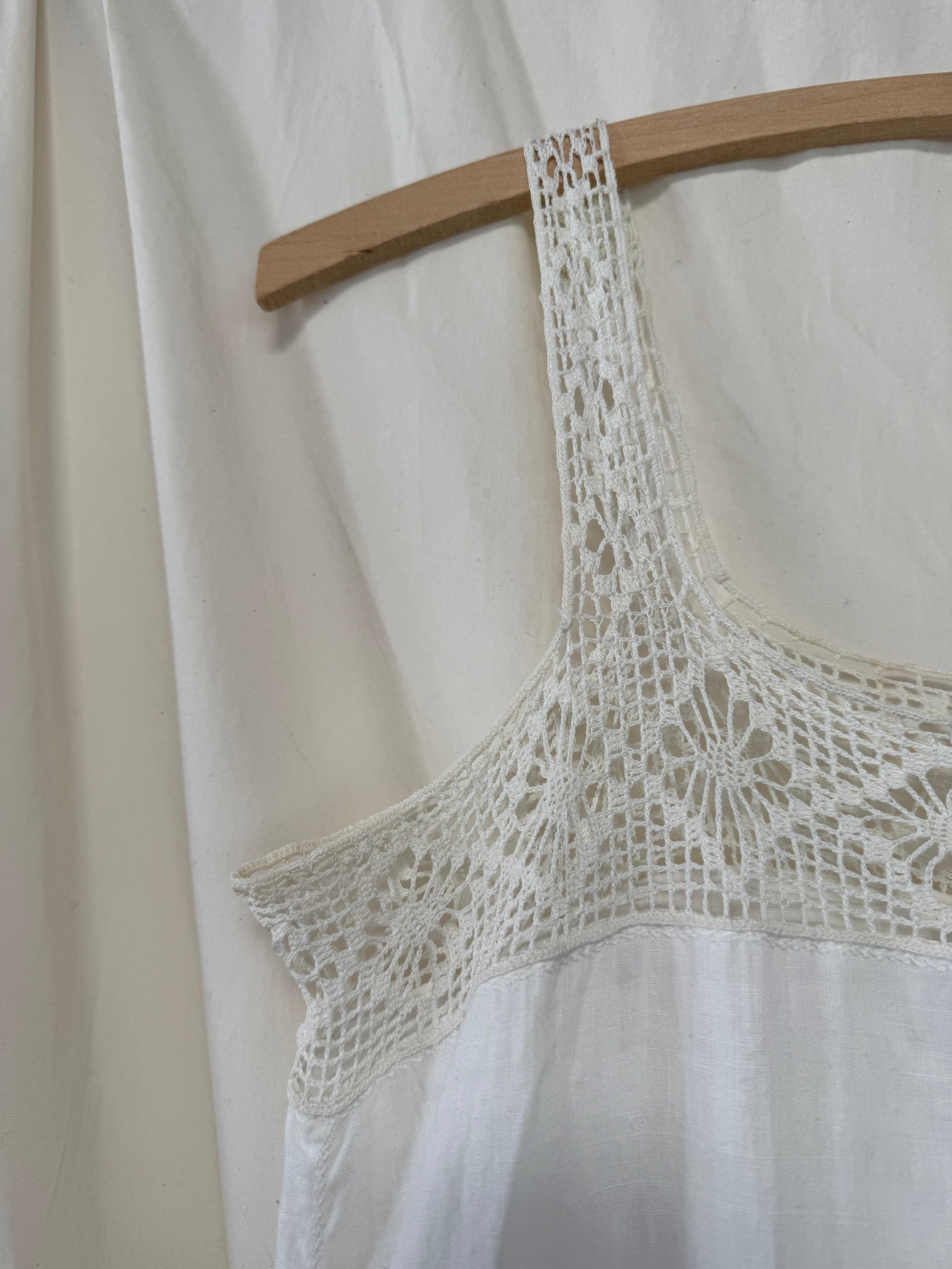 Vintage 1900’s Edwardian White Cotton Crochet Dress | Antique Embroidered Tea Dress