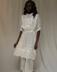 Antique 1900s Edwardian White Lace & Embroidered Cotton Lawn Dress  | Handcrafted Heirloom Bridal Gown