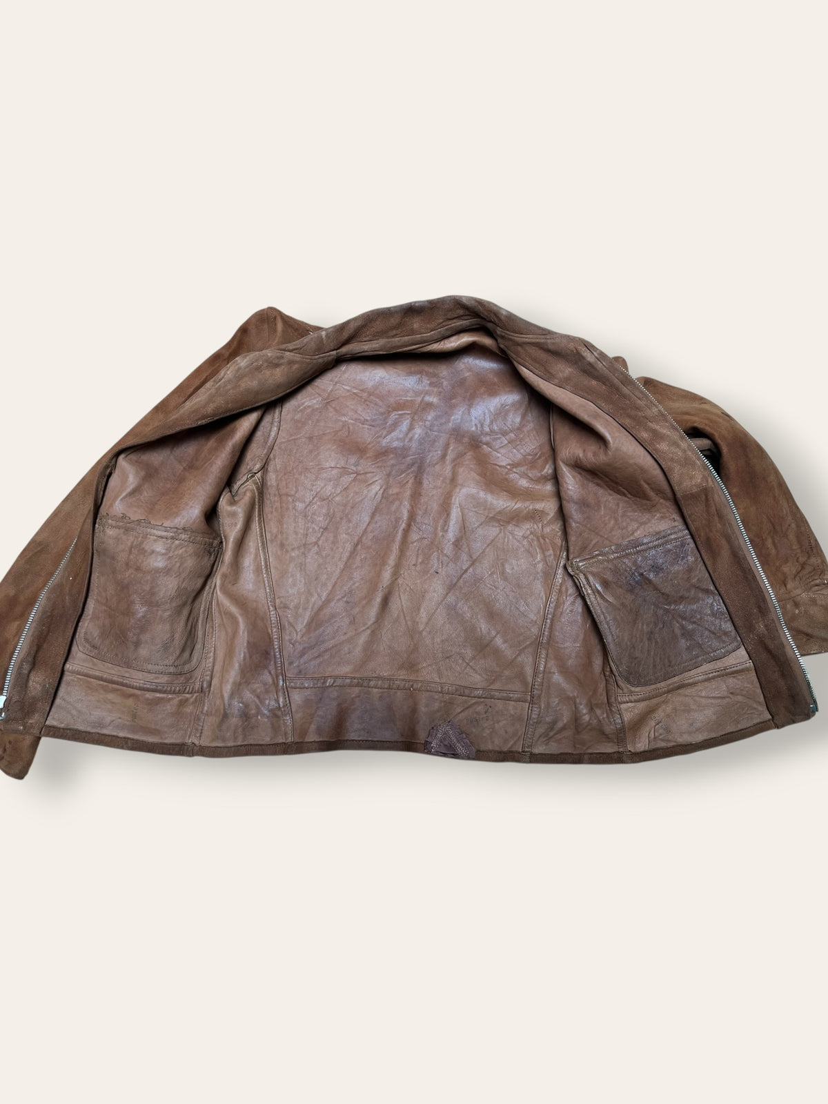 Vintage 1930s Suede Leather Cossack A-1 Chinstrap Jacket | Vintage Sport Coat Talon Zipper Side Buckles