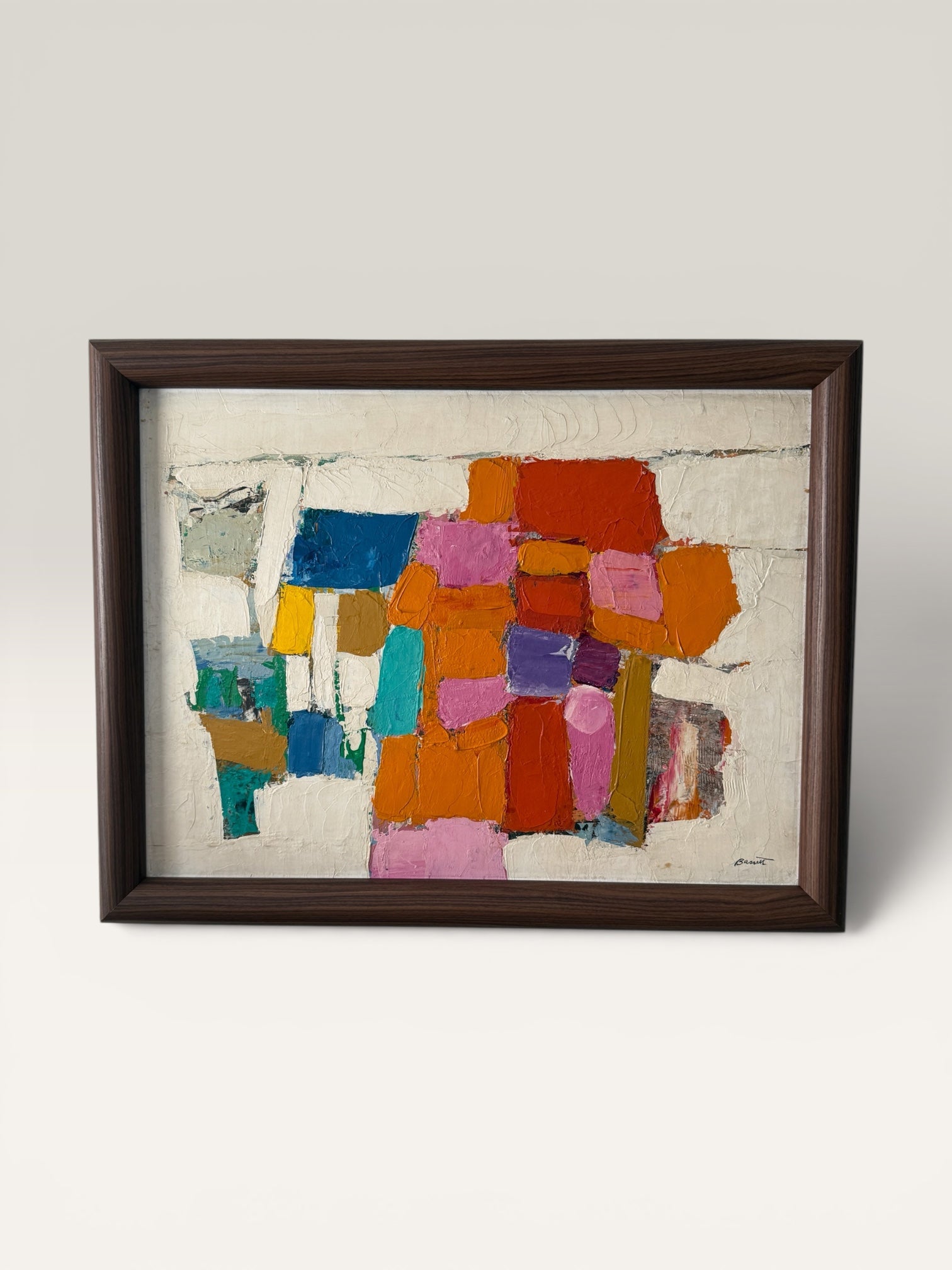 Vintage 1950s Bassett Mid-Century Modern Abstract Painting | Vintage MCM Painting