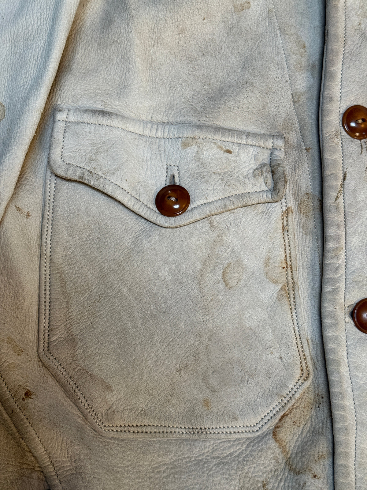 Vintage 1930s Buckskin Leather Cossack A-1 Jacket | Vintage Deerskin Sport Coat with Side Buckles